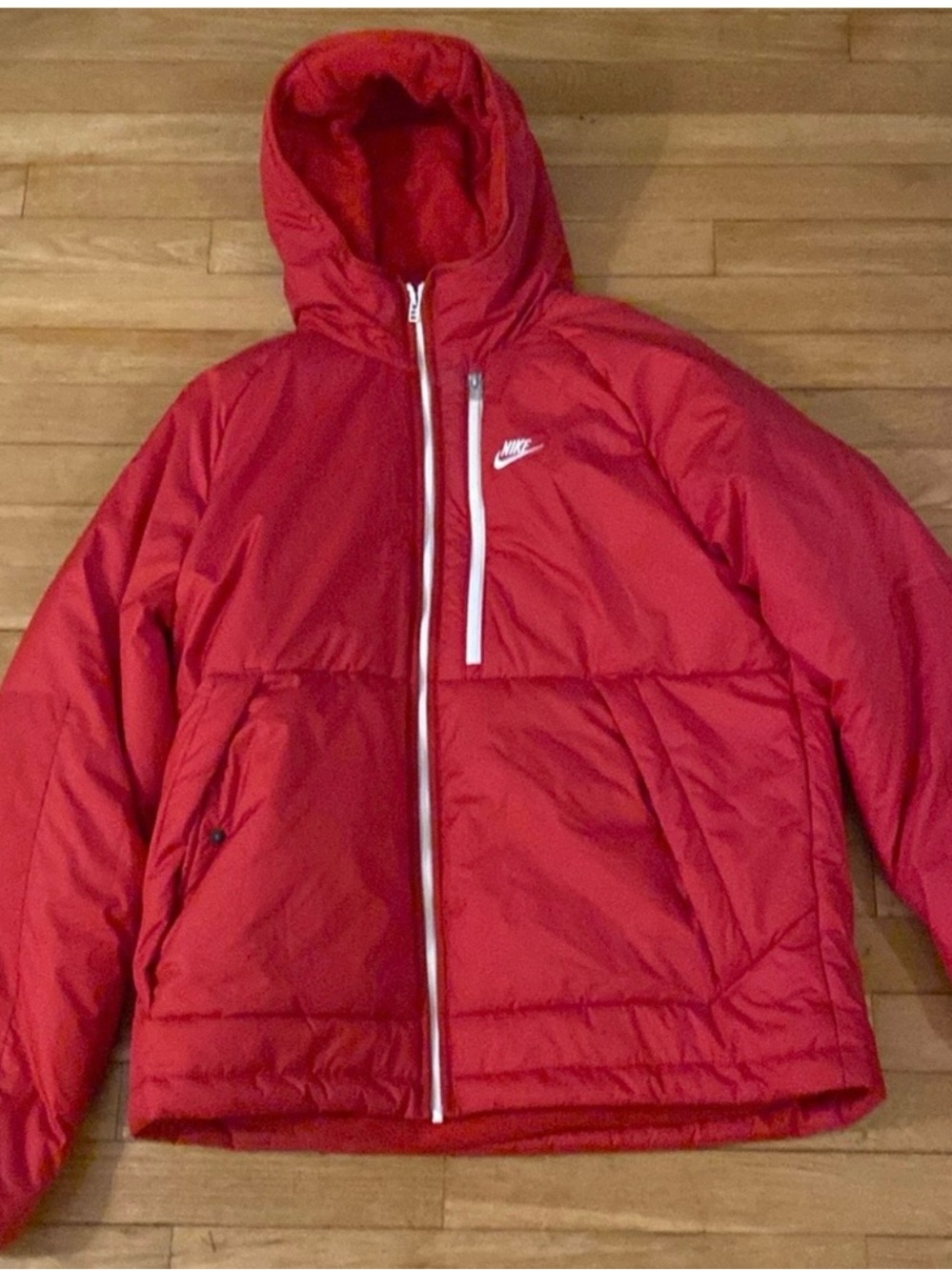 Nike Red Hooded Therma Fit Puffer Jacket